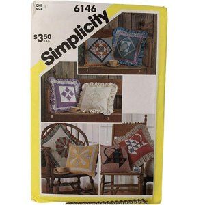 UNCUT Vintage 1983 Patchwork 15 Inch Pillows Pattern Simplicity 6146 Countrycore